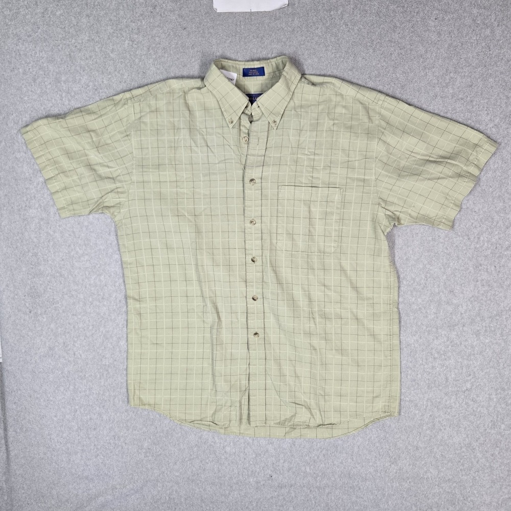 Pendleton Men Button Up Shirt L Green Plaid Short Sleeve